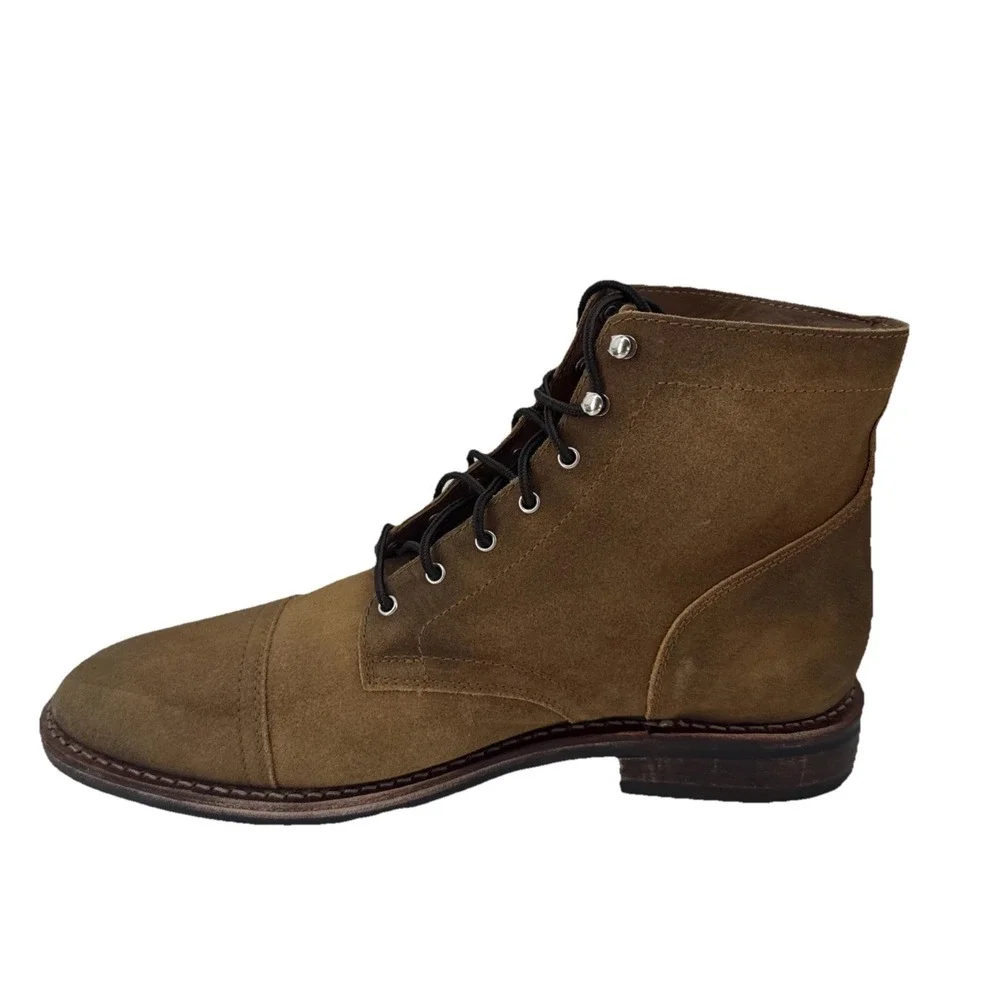 Thursday Everyday Captain Boots Men 15 Brown Suede Leather Cap Toe Lace Up Ankle